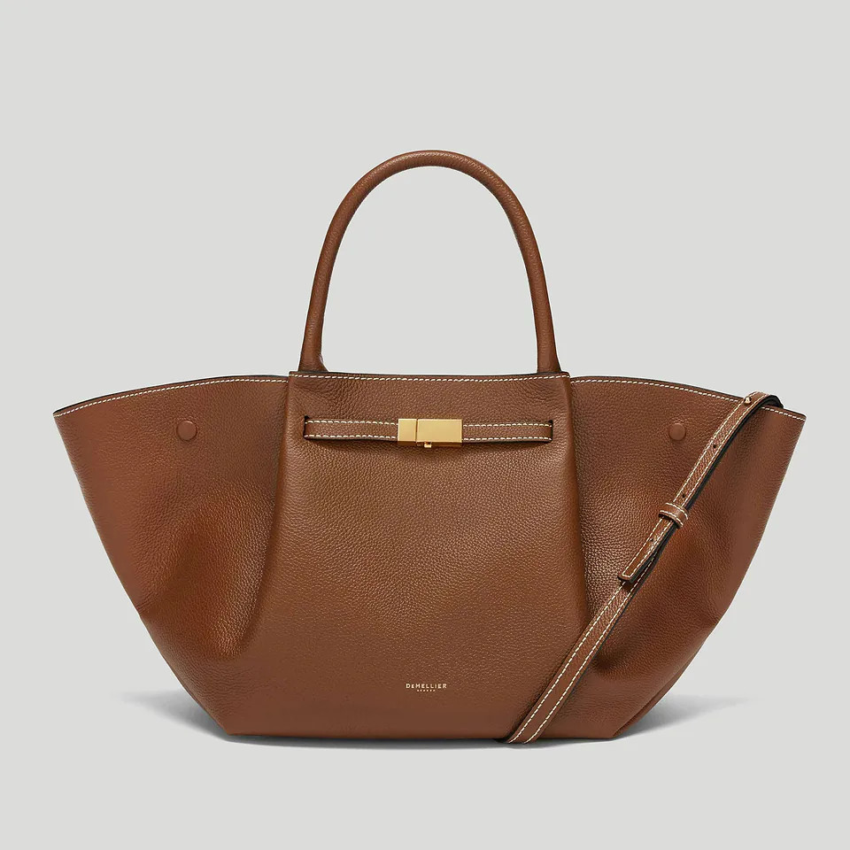 The Midi New York | Tan Small Grain Ecru Stitching | DeMellier | DeMellier