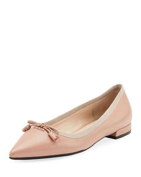 Prada Leather Pointed Ballet Flats | Bergdorf Goodman