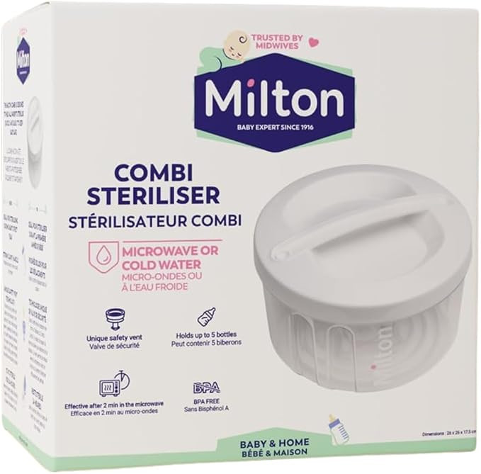 MILTON Combi Microwave Or Cold Water Steriliser, 24 hour Sterilisation, Fits Five Wide Neck Bottl... | Amazon (UK)