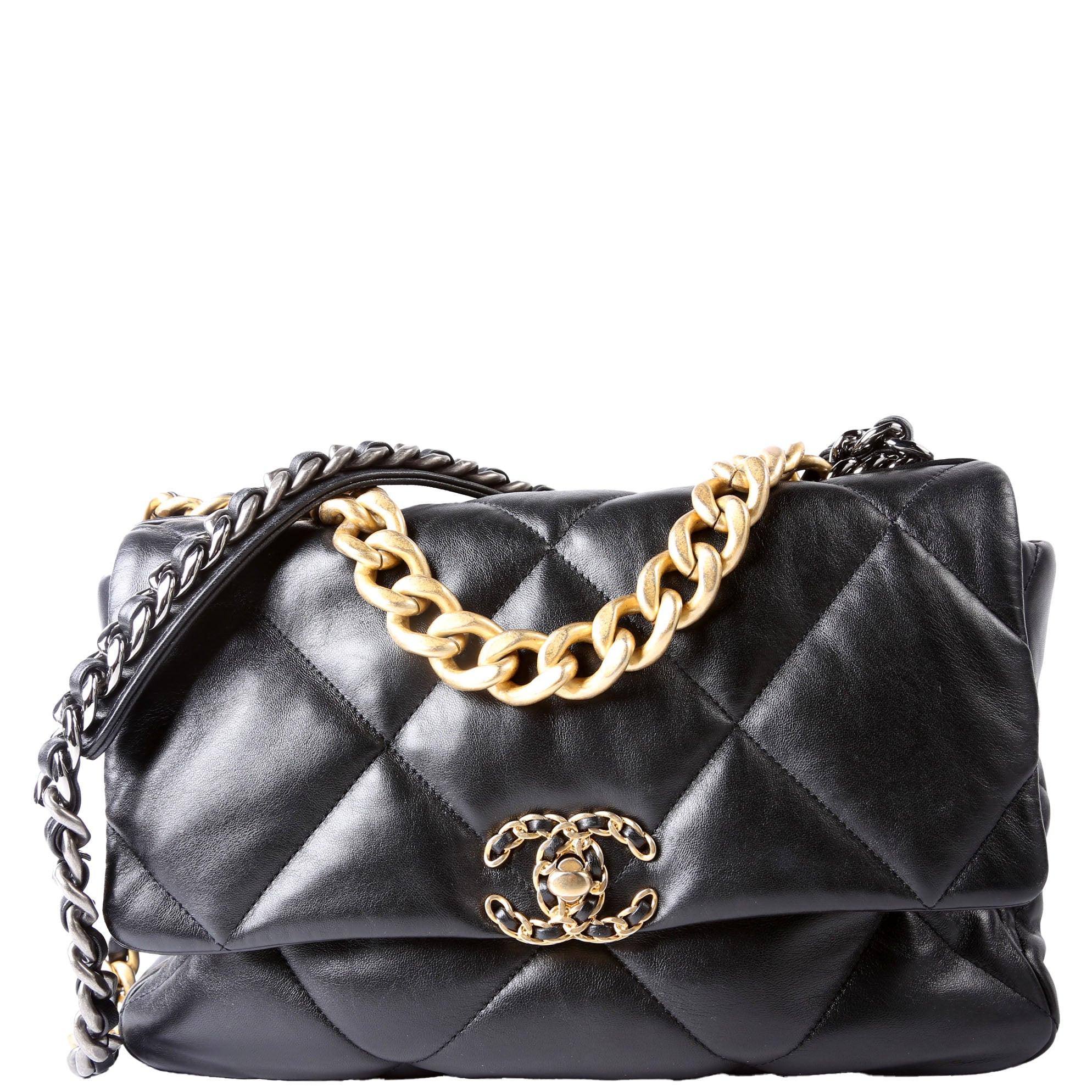 Quilted Goatskin 19 Large Flap 31M Black | Keeks Designer Handbags
