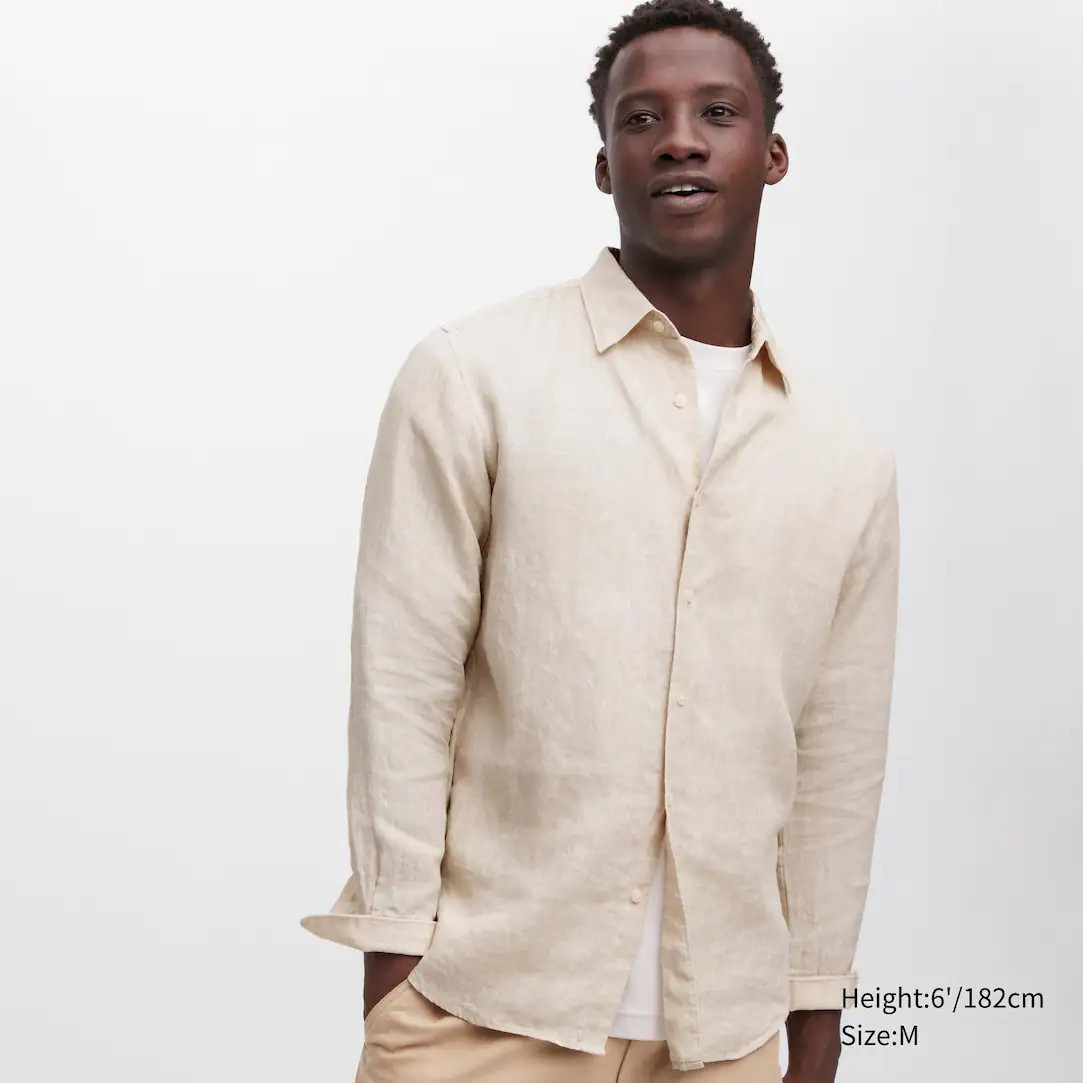 100% PREMIUM LINEN REGULAR FIT SHIRT (REGULAR COLLAR) | UNIQLO (UK)