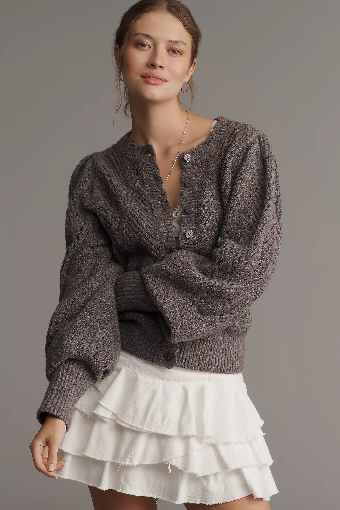 By Anthropologie Pointelle Scalloped Cardigan Sweater | Anthropologie (US)