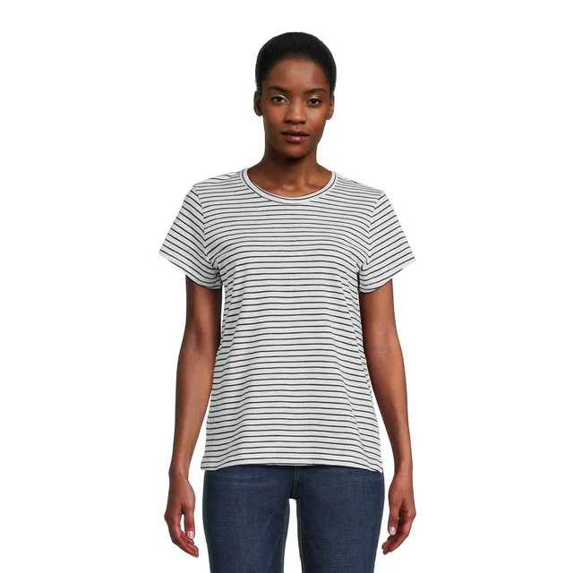 Time and Tru Women's Slub Texture Tee with Short Sleeves, Sizes S-XXXL | Walmart (US)
