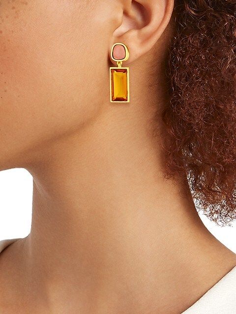 18K Gold-Plated, Pink Opal &amp; Citrine Quartz Column Earrings | Saks Fifth Avenue