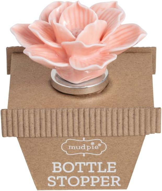 Mud Pie Stoneware Pink Flower Bottle Stopper | Amazon (US)