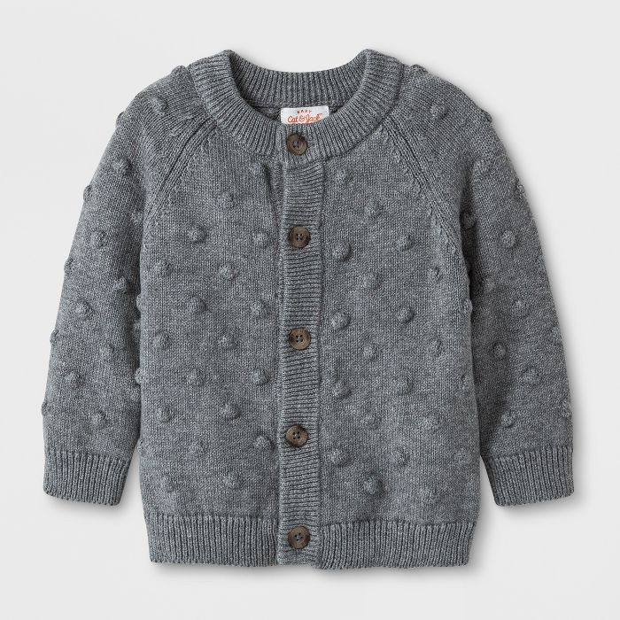 Baby Girls' Bobble Cardigan - Cat & Jack™ Gray 3-6M | Target