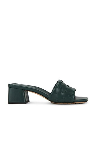 Bottega Veneta Parco Mule Sandal in Emerald Green - Dark Green. Size 38.5 (also in 36, 36.5, 37, 37.5, 38, 39). | FWRD 