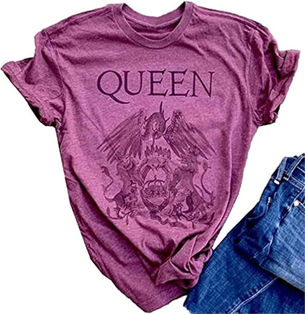 Women Vintage Rock Band T Shirt Fashion Music Graphic Tees Short Sleeve Casual Tops | Amazon (US)