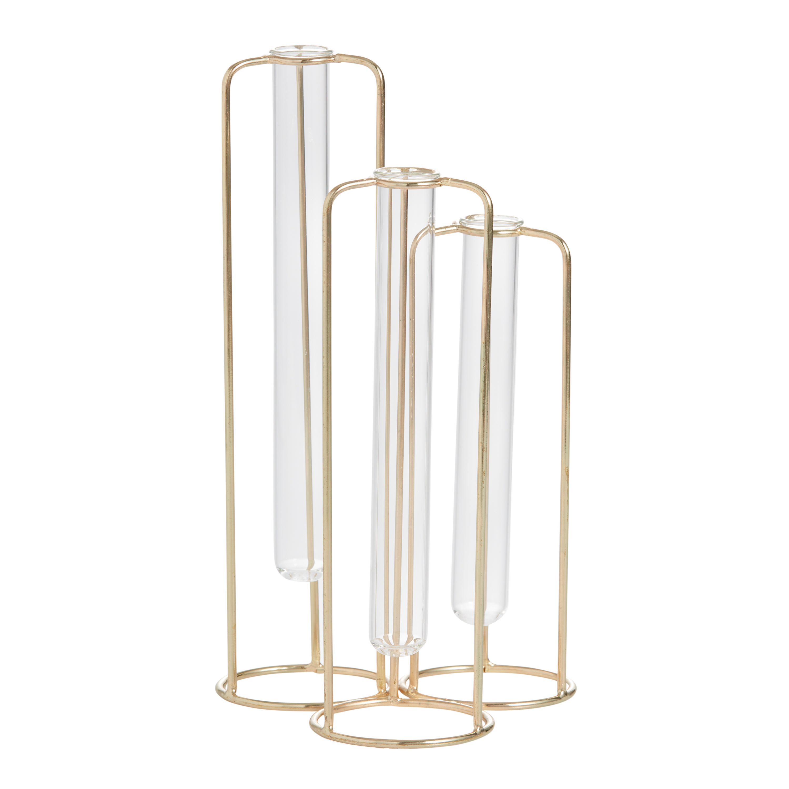 Gold and Glass Staggered Test Tube Vases | World Market