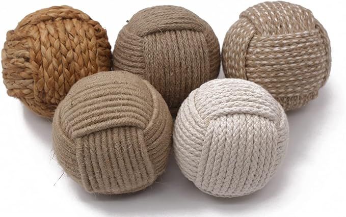 Roorkee Instruments 5pcs 2.5 Inch, Rustic Nautical Decorative Spherical Natural Jute Rope, Cotton... | Amazon (US)
