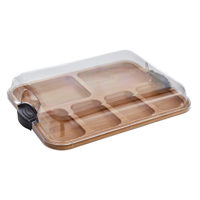 Farberware Build-a-Board Bamboo Board, 6 Compartments with Locking Lid, Charcuterie, 11x14, Black... | Walmart (US)