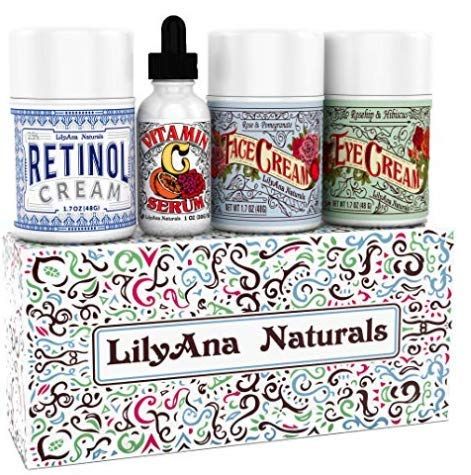 LilyAna Naturals Skincare Gift Set - Retinol Cream, Vitamin C Serum, Eye Cream and Face Cream Moi... | Amazon (US)