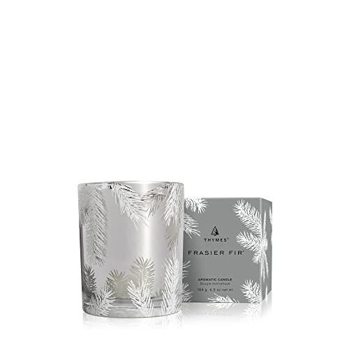 Thymes Frasier Fir Candle – Pine Needle Design – Holiday Scented Candle – Notes of Crisp Siberian Fir, Cedarwood & Sandalwood – Luxury Home Fragrance Gifts for Women & Men – Silver (Statement, 6.5 oz) | Amazon (US)