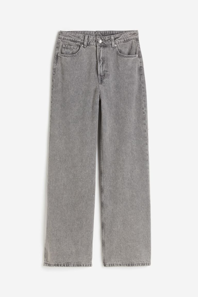 Curvy Fit Wide High Jeans - Gray - Ladies | H&M US | H&M (US)