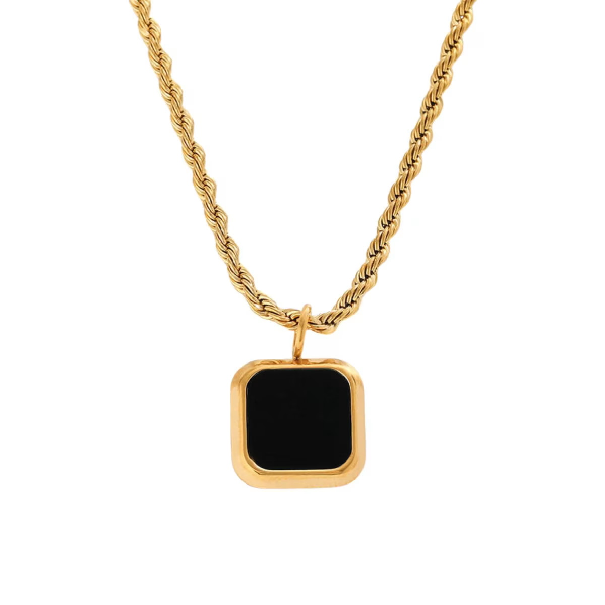 Annie Apple Zya Black Gold Pendant Rope Necklace | Wolf & Badger