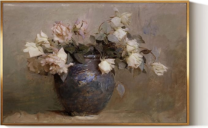 InSimSea Golden Framed Vintage Canvas Wall Art Roses Flower Floral Painting Prints Still Life 16x... | Amazon (US)