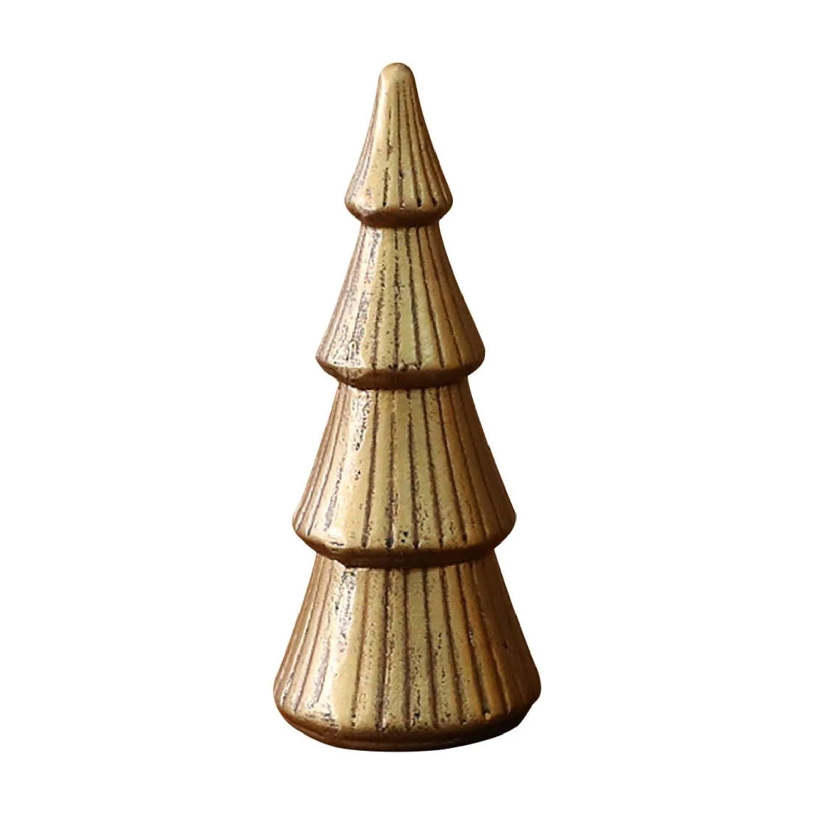 Christmas Tree Figurine Gold Wooden, Tree Figurines for Tabletop Decoration, Small Glittered Gold... | Walmart (US)