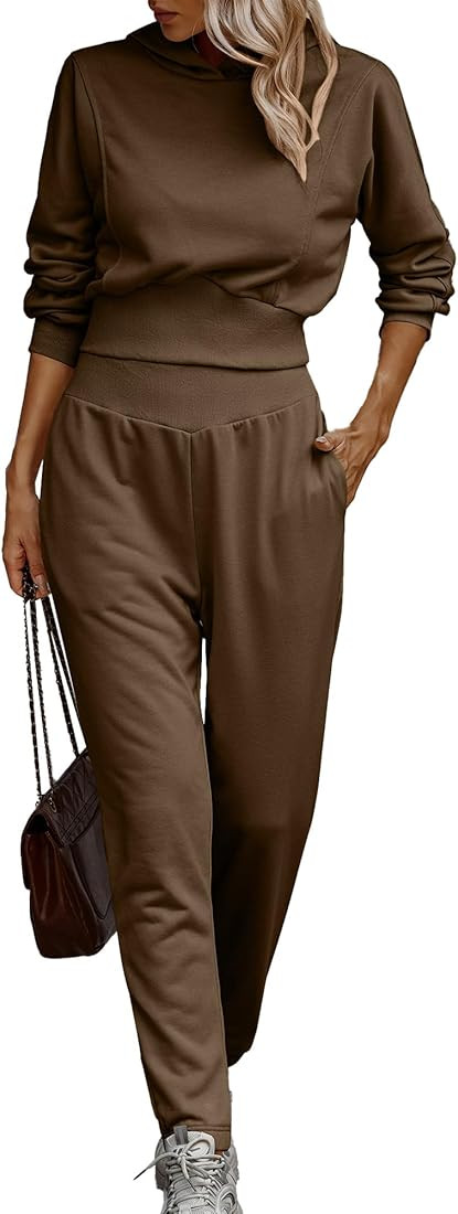 BTFBM Women's Sweatsuit Set Casual Pullover Hoodie Sweatpants Long Sleeve Tracksuit 2 Piece Sport Ou | Amazon (US)