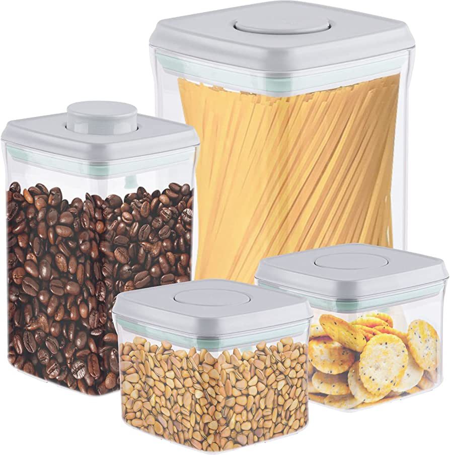 Tyniaide Airtight Food Containers Set, 4 Piece Kitchen Storage Containers for Flour, Sugar and Ce... | Amazon (US)