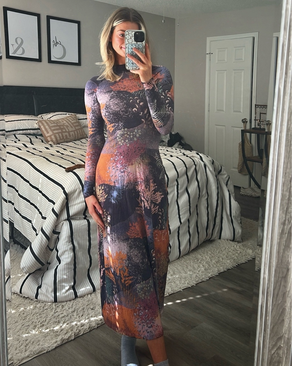 Fits like a GLOVE! Super unique patterns going on that I kind of love. 💜🧡💙

#LTKSeasonal #LTKwedding #LTKGala