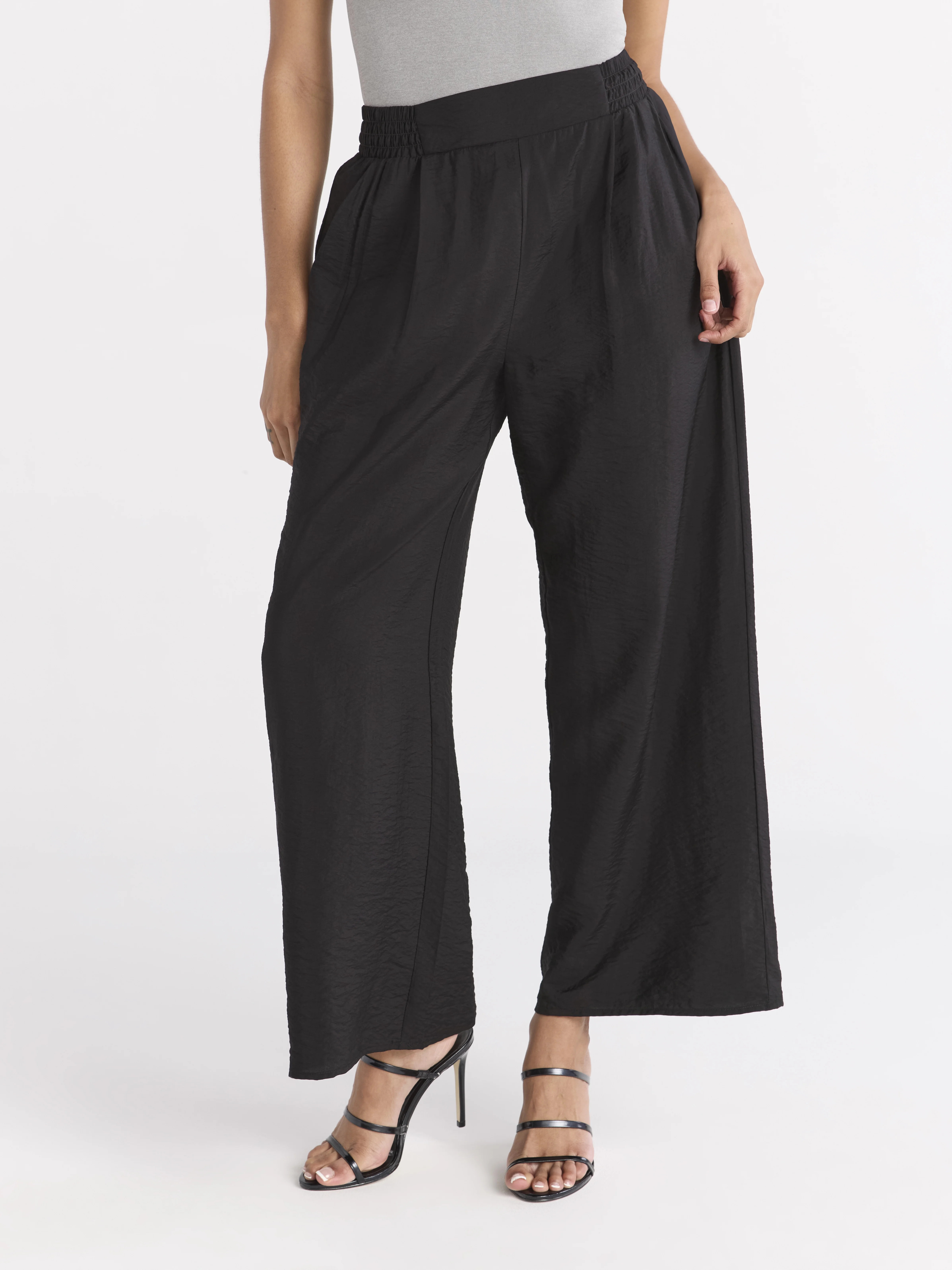 Sofia Jeans Women's and Women's Plus Drape Wide Leg Pants, 27" Inseam, Sizes XS-4X | Walmart (US)