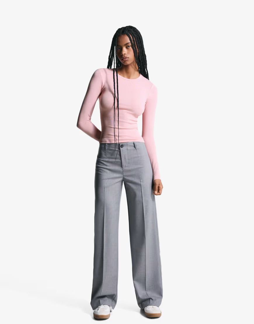 Bershka Long sleeve top in pink | ASOS (Global)