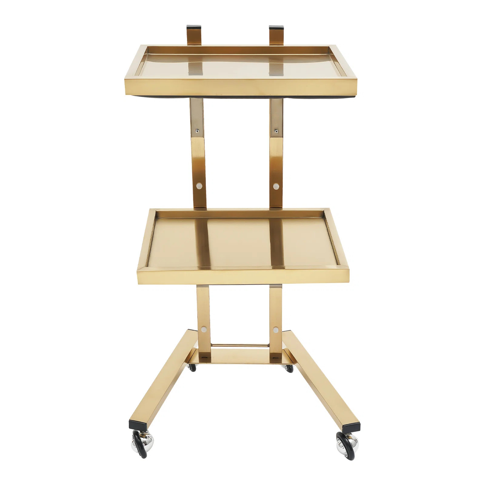 15.75" 2 Tier Tray Cart Trolley Collapsible Utility Cart Salon Storage Stand With Wheels | Wayfair North America