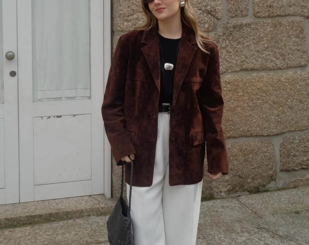 Women's Vintage Brown Suede Blazer – Genuine Leather Jacket With Western Chic | Classic Tailore... | Etsy (US)