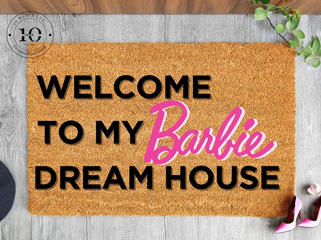 Dreamhouse doormat, doll pink doormat, new doll movie, Pink Girl Dollhouse, Custom doormat, Lets ... | Etsy (US)