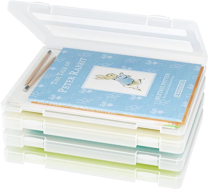 iBune 4 Pack A4 File Portable Project Case, Scrapbook Paper Storage Boxes for 8.5 x 11 Paper, Pla... | Amazon (US)