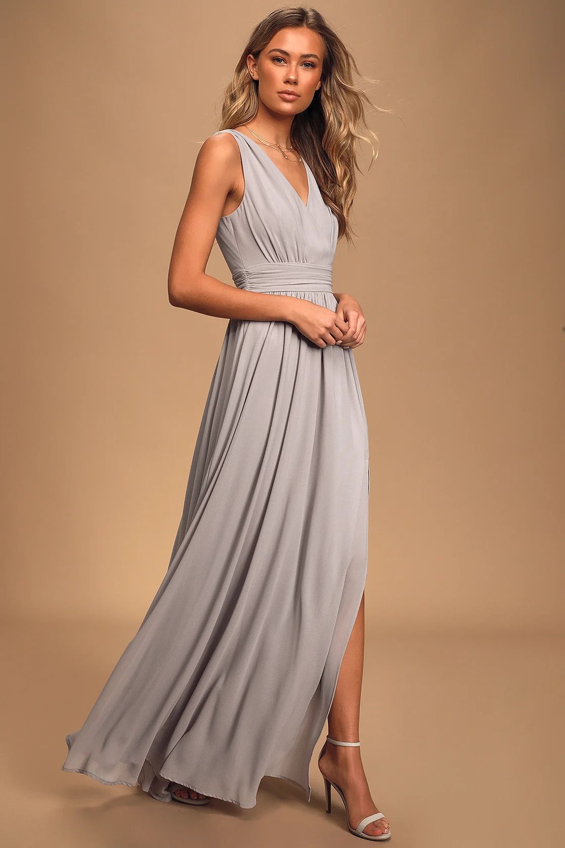 Thoughts of Hue Light Grey Surplice Maxi Dress | Lulus (US)