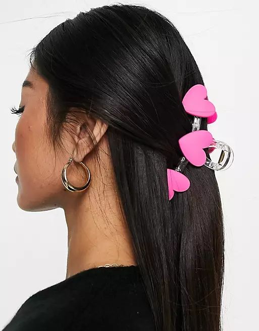 ASOS DESIGN hair claw clip with pink hearts | ASOS | ASOS (Global)