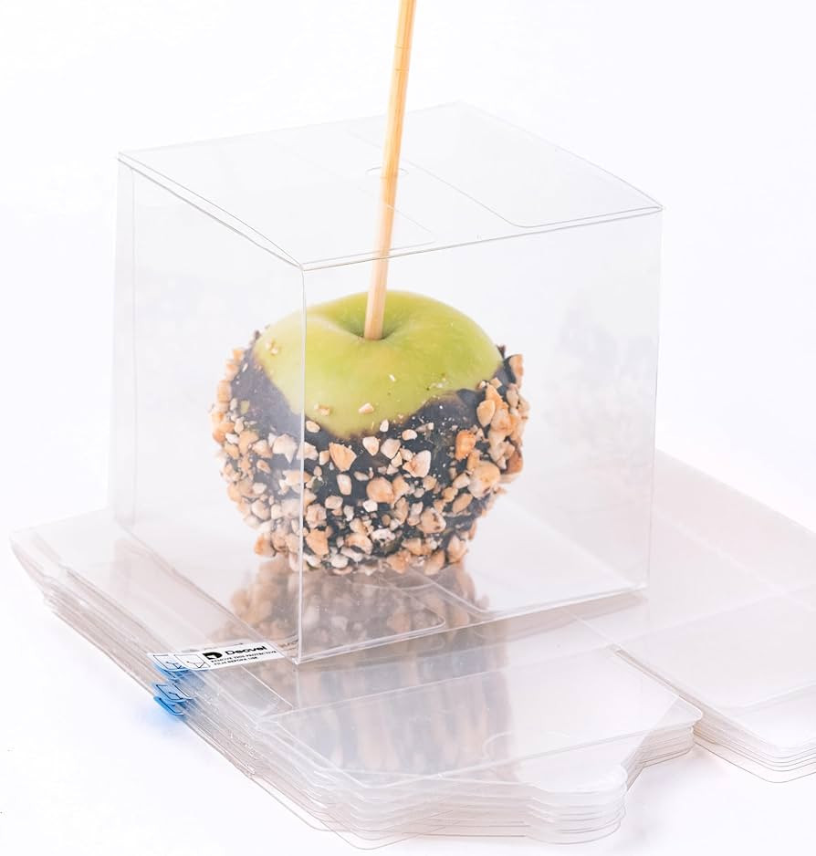4x4x4 inches Clear Boxes for Gifts (50 Pack) - Candy Apple Boxes with Hole, Clear Gift Box for Tr... | Amazon (US)