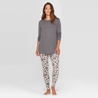 Women's Leopard Print Cozy Pajama Set - Stars Above™ Oatmeal | Target