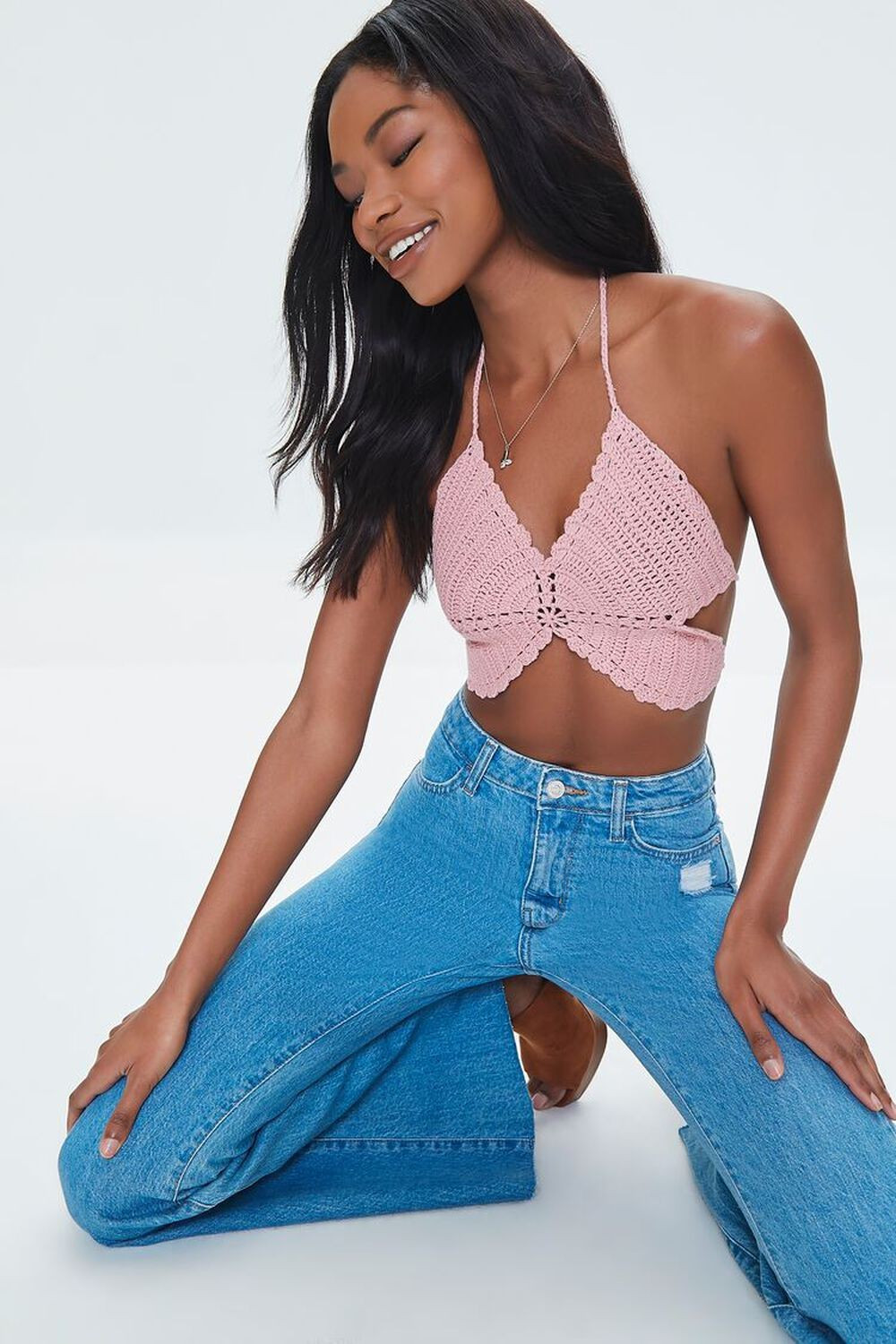 Crochet Butterfly Halter Crop Top | Forever 21 (US)