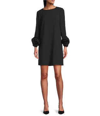 Valentine Long Sleeve Ruffle Crepe Dress | Dillard's