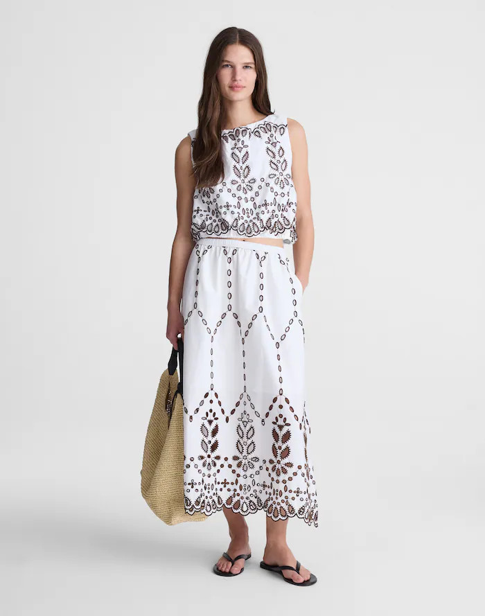 Embroidered Midi Skirt | Madewell