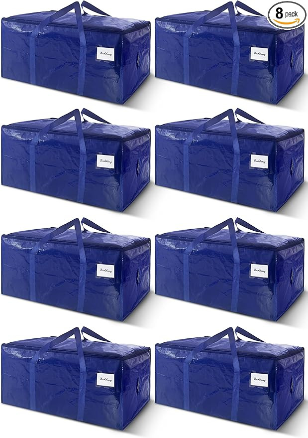 8 Pack Extra Heavy Duty Large Moving Bags with Strong Zipper & Carrying Handles, Sturdy Clothes S... | Amazon (US)