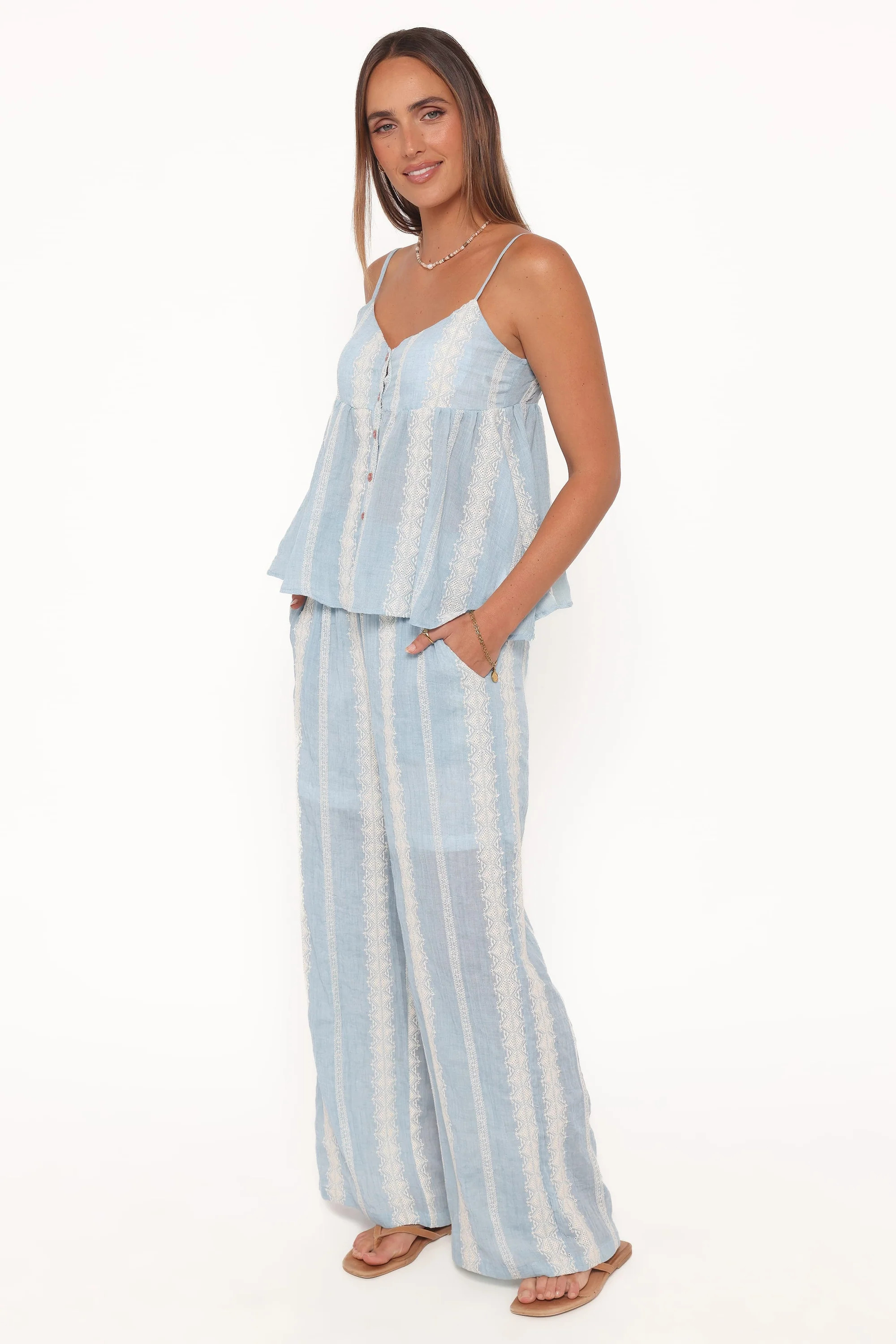 Mila Embroidered Pant Set - Light Blue | Petal & Pup (US)