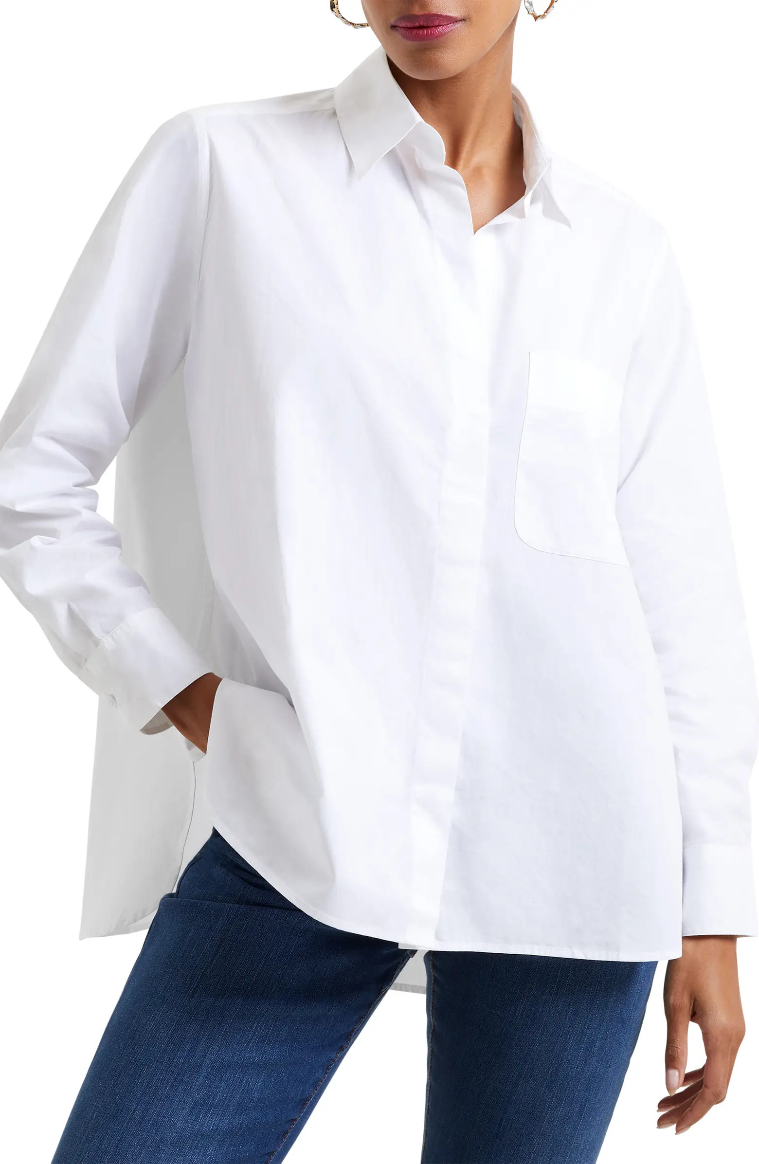Rhodes Boyfriend Long Sleeve Poplin Button-Up Shirt | Nordstrom