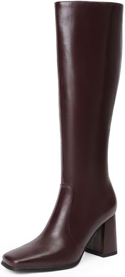 Modatope Knee High Boots Women Chunky Heel Square Toe Tall Boots for Women High Heel Side Zipper ... | Amazon (US)