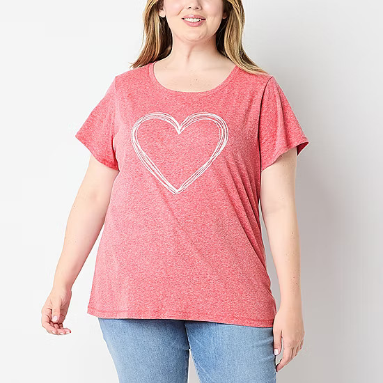 St. John's Bay Womens Plus Crew Neck Short Sleeve T-Shirt | JCPenney