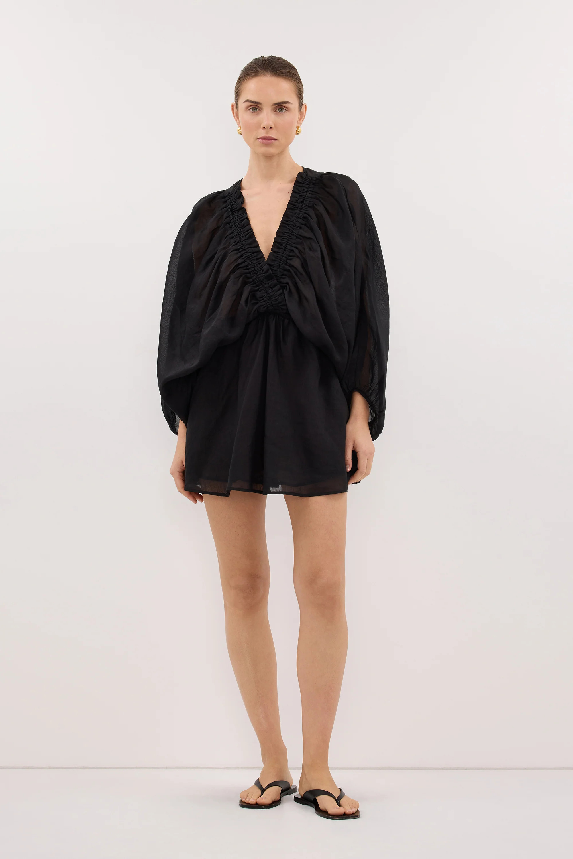 BRIELLE BLACK RAMIE DRESS | DISSH