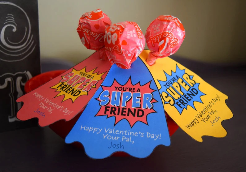 Super Hero Lollipop Valentine, You're A Super Friend, Children's Valentines, Kids Valentines, Sch... | Etsy (US)