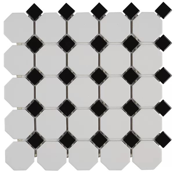 Osmond 2" x 2" Ceramic Octagon and Dot Mosaic Wall & Floor Tile | Wayfair North America
