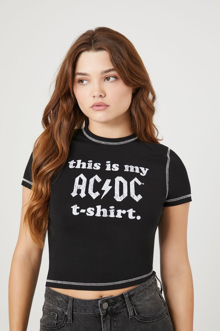 ACDC Graphic Cropped Tee | Forever 21