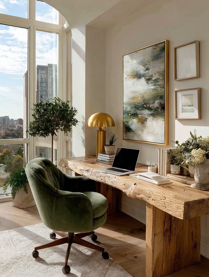 What caught your eye first?

That sculptural brushed gold table lamp, the raw natural wood desk, or that rich emerald velvet office chair?

That’s exactly where your upgrade should start.

Most people think they need a full home office makeover—but they don’t. One strong, intentional piece can completely transform how your space feels… and how you show up in it.

A bold statement lamp adds warmth, focus, and a designer touch.
A solid wood desk brings grounding, character, and timeless appeal.
A velvet chair introduces comfort, elegance, and that quiet luxury energy.

And when you bring these elements together, you don’t just create a workspace—you create an environment that inspires clarity, creativity, and productivity every single day.

This is how you design a modern, elegant home office without overcomplicating it.

Start with one piece… or recreate the entire look.

Get the look—everything linked.

#homeofficeideas #homeofficedecor #modernhomeoffice #luxuryhomeoffice #officestyling #interiordesignideas #homeinspiration #decorinspo #cozyhomeoffice #workfromhomeideas #officeinspo #interiorstyling #neutralhome #eleganthome #woodandgold #velvetchair #statementdecor #designtips #homedecorideas #ltkit #liketkit 

 #LTKHome