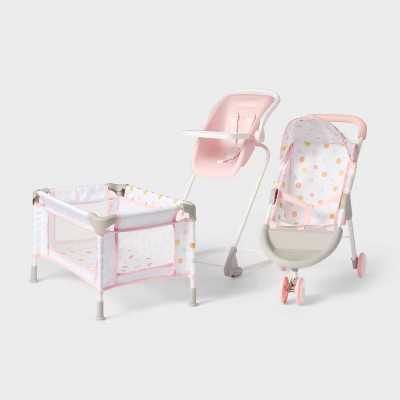 Baby Doll Nursery Bundle for 14" - 16" Dolls - Gigglescape™: Stroller, Crib, and High Chair Set | Target