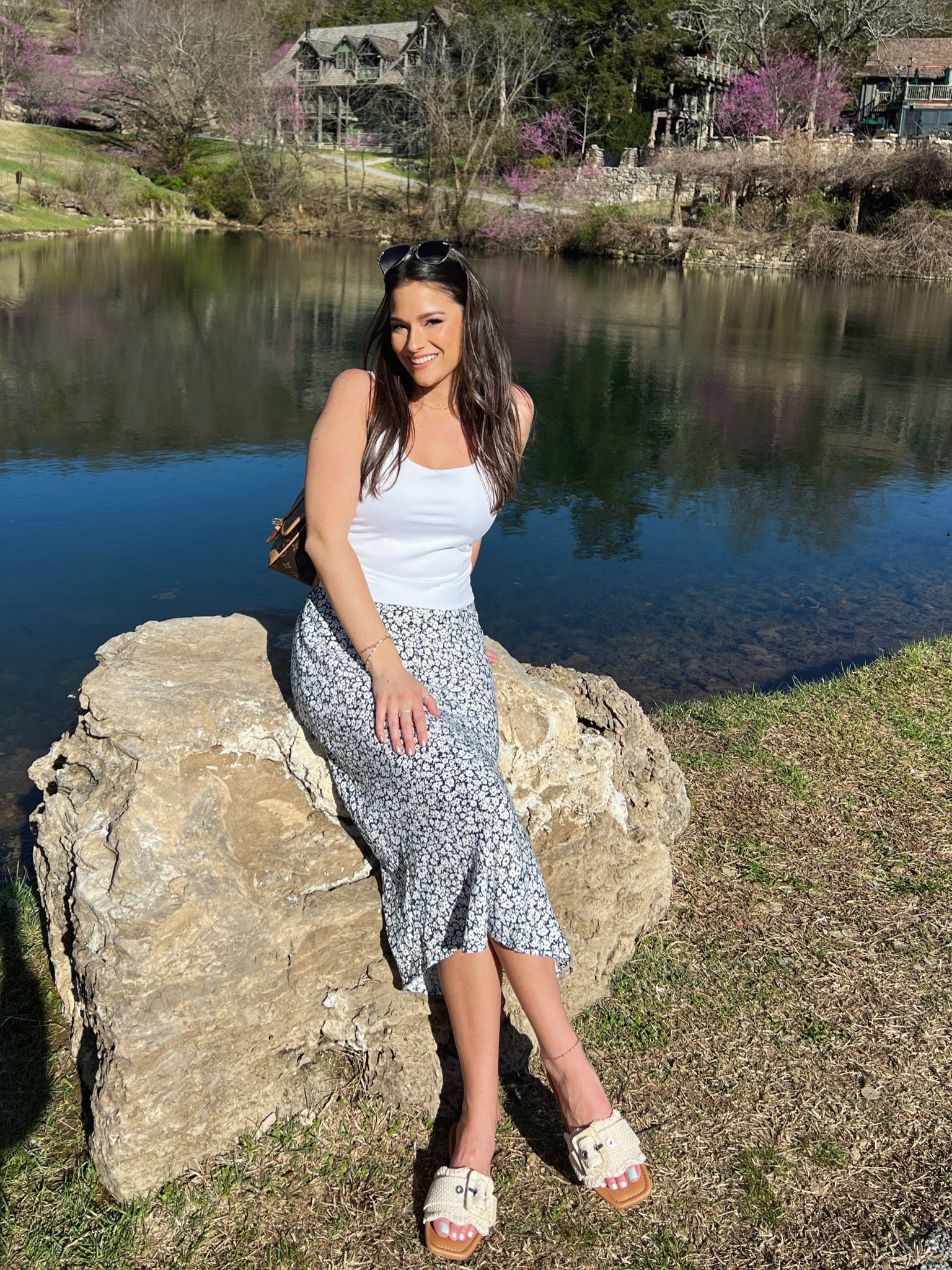 A little spring ootd 🤍 | spring aesthetic | spring outfit | spring fashion | outfit inspo | outfit ideas | ootd | midi skirt | spring outfit inspo | target sandals | dolce vita lookalike | 

#LTKstyletip #LTKsalealert #LTKfindsunder50