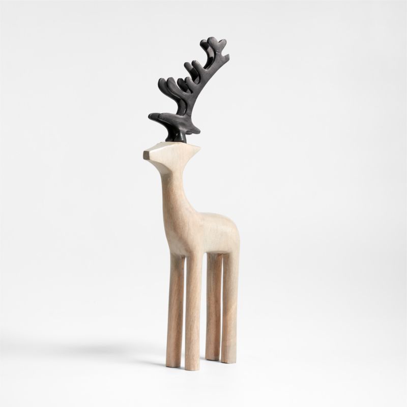 Wood Reindeer Holiday Decoration 21.5" + Reviews | Crate & Barrel | Crate & Barrel